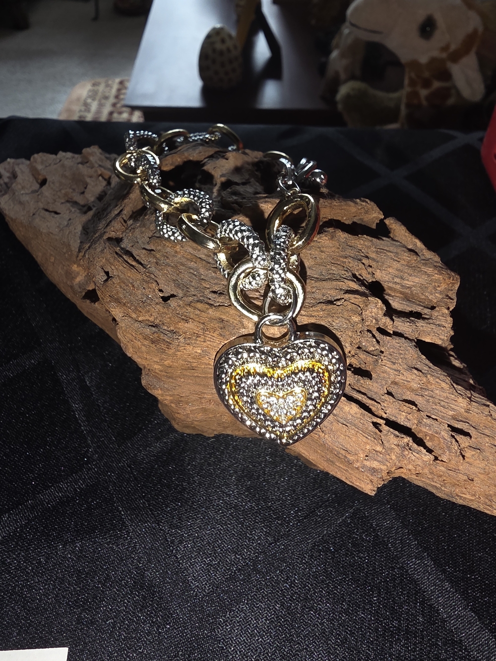 Two-Tone Heart Charm Bracelet - Gold & Silver Accent